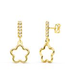 Pendientes con flor oro 18k