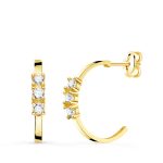 Pendientes aros oro 18k con circonitas.