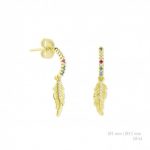 Pendientes oro 18kilates  con circonitas de color